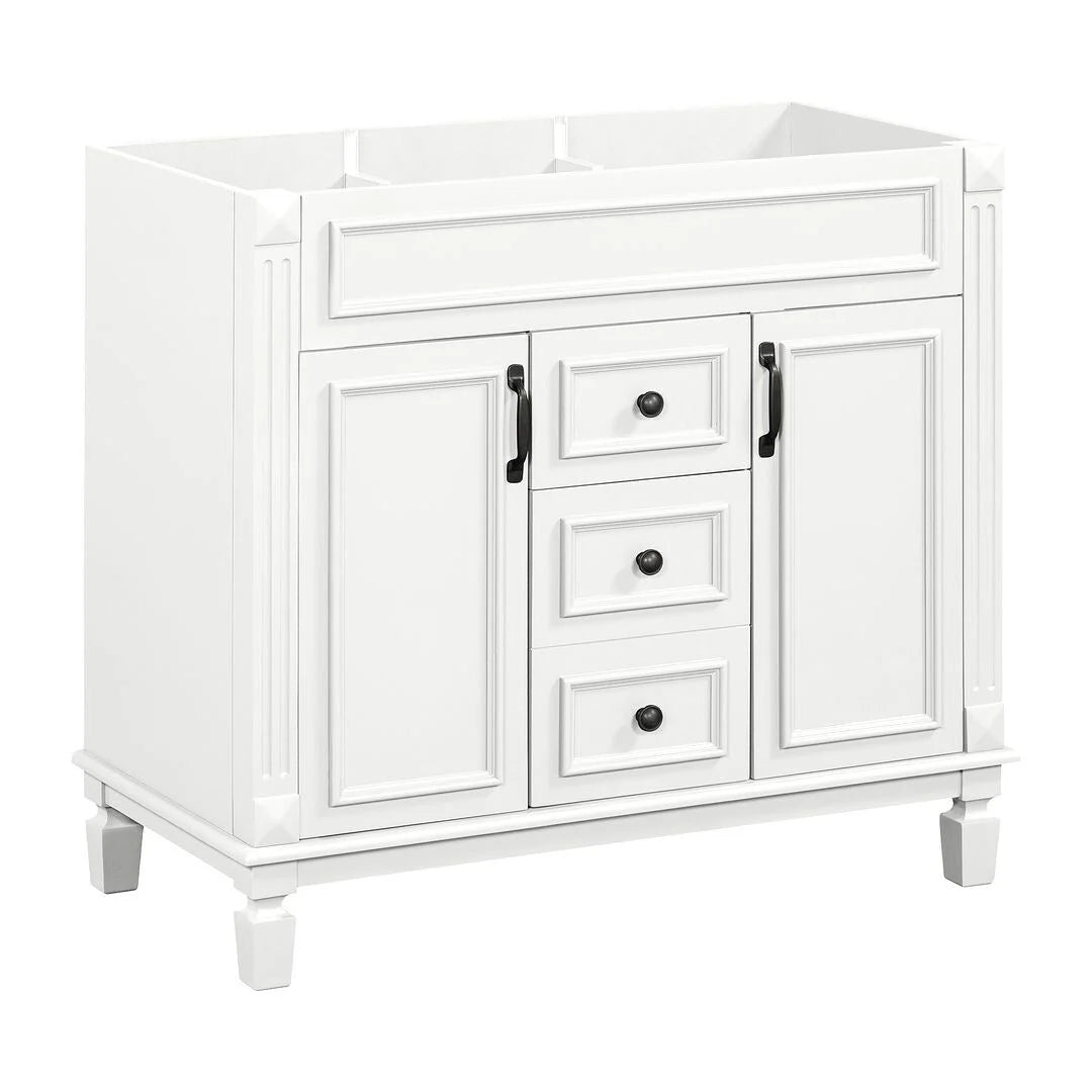 Moderne badkamermeubelset van 36 inch met wastafelblad, spiegelkast, 2 deuren en 2 laden