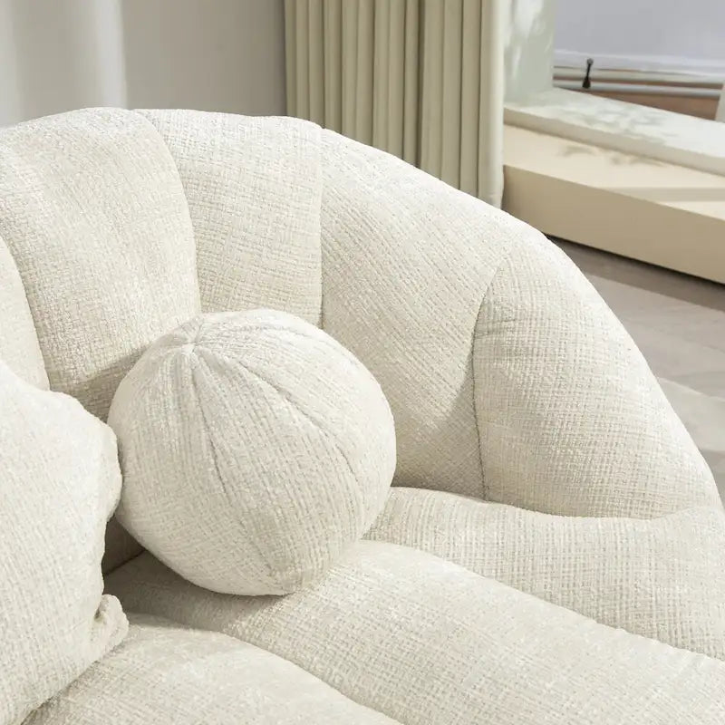 Witte chenille loungefauteuil van 63,78 met schuim met hoge dichtheid