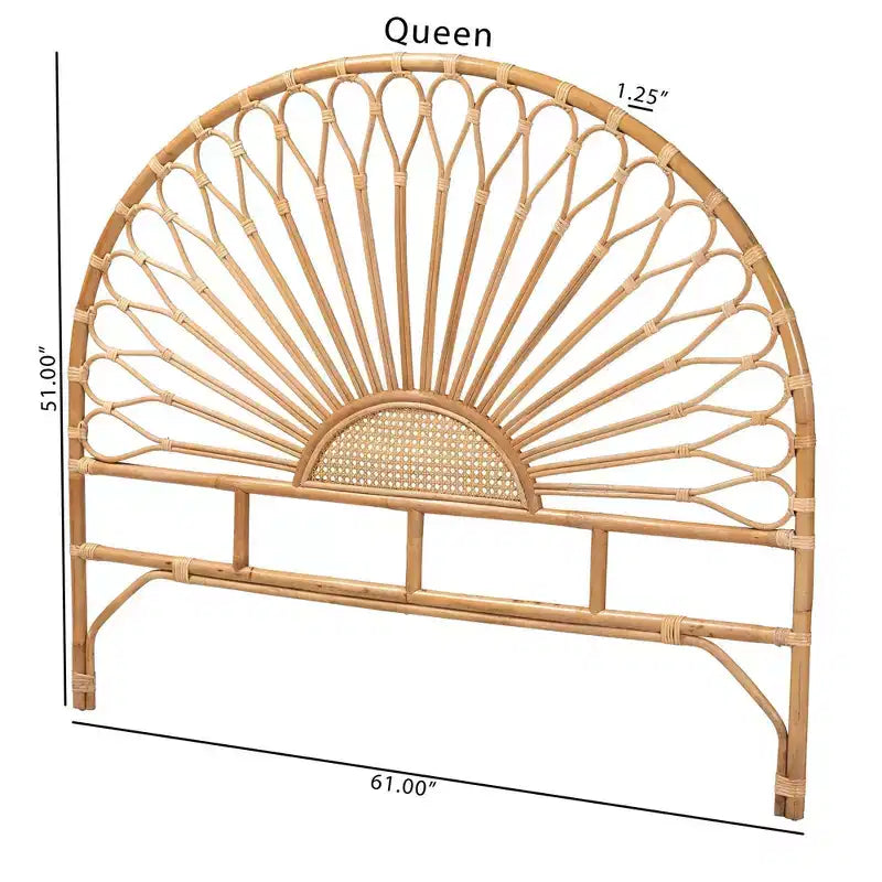 Cabeceira de cama em rattan natural, castanho