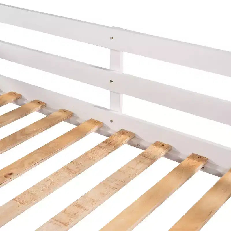 L-förmiges Etagenbett für 4 Kinder, Etagenbett für vier Personen mit Rutsche, Full- und Twin-Holzrahmen für Schlafzimmer oder Wohnheim