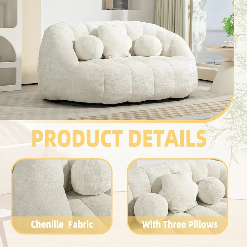 Witte chenille loungefauteuil van 63,78 met schuim met hoge dichtheid