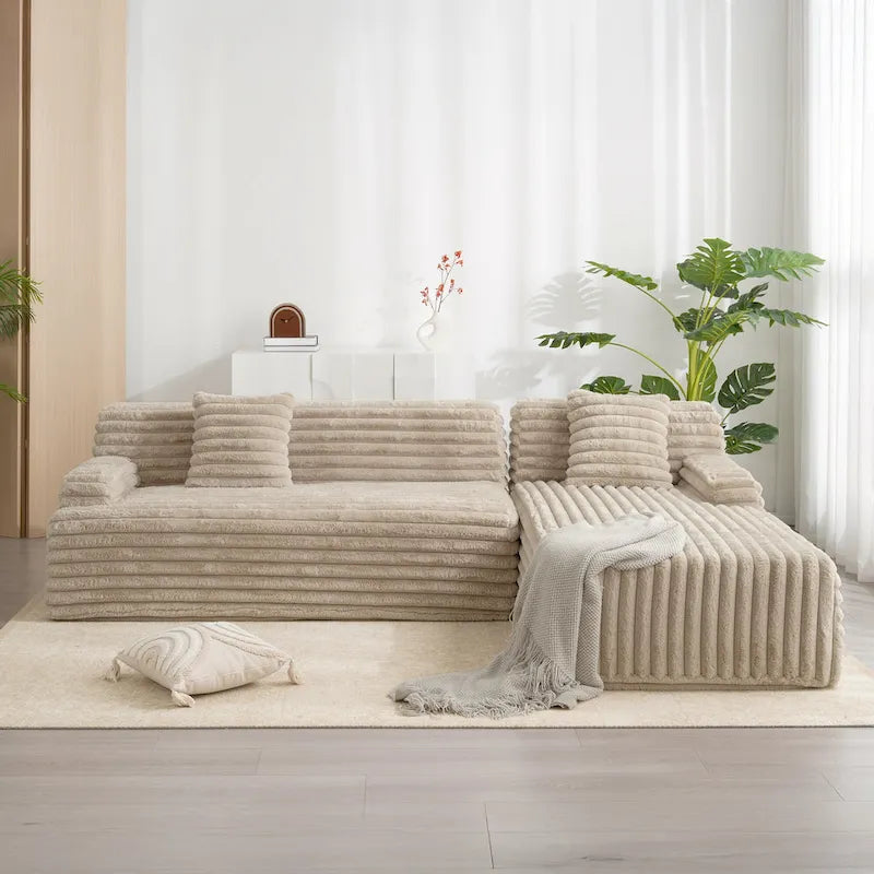 Sofá seccional Cloud, sofá moderno estofado com 2 almofadas decorativas, sofá de combinação livre, sofá seccional modular em forma de L