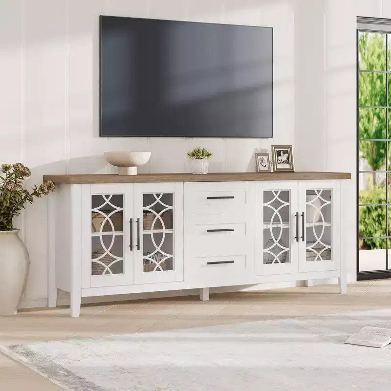TV-Möbel mit Schubladen, TV-Unterhaltungscenter, TV-Konsolentisch für Wohnzimmer und Schlafzimmer, Aufbewahrungsschrank
