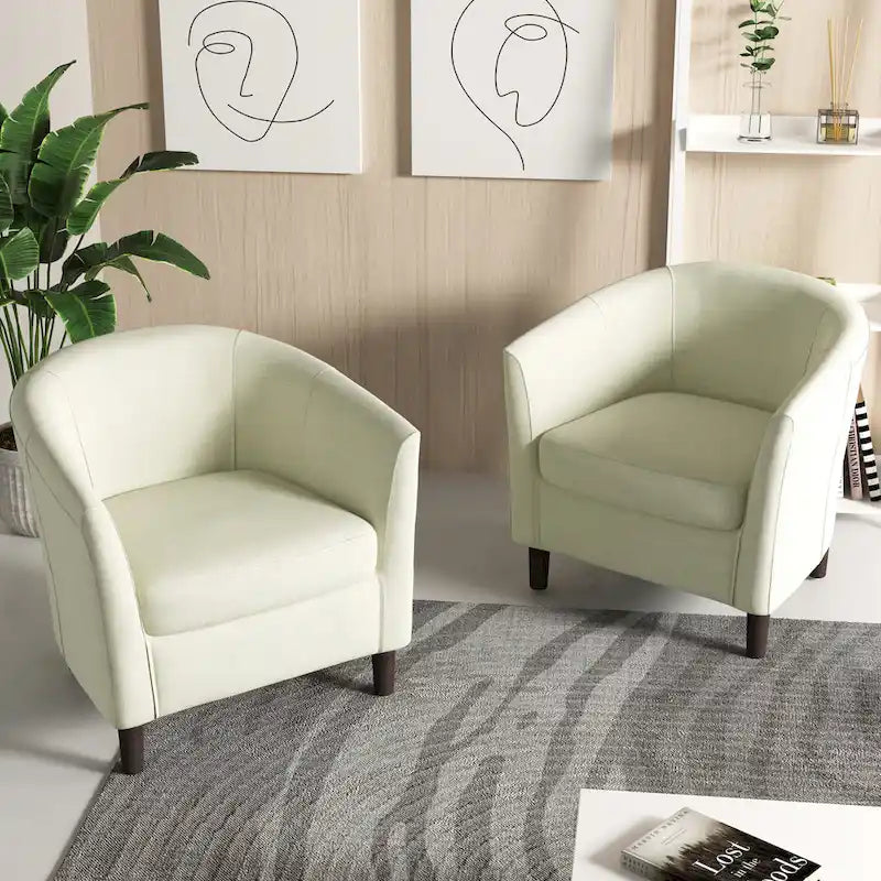Conjunto de 2 cadeirões de destaque modernos em linho, estilo barril, com braços