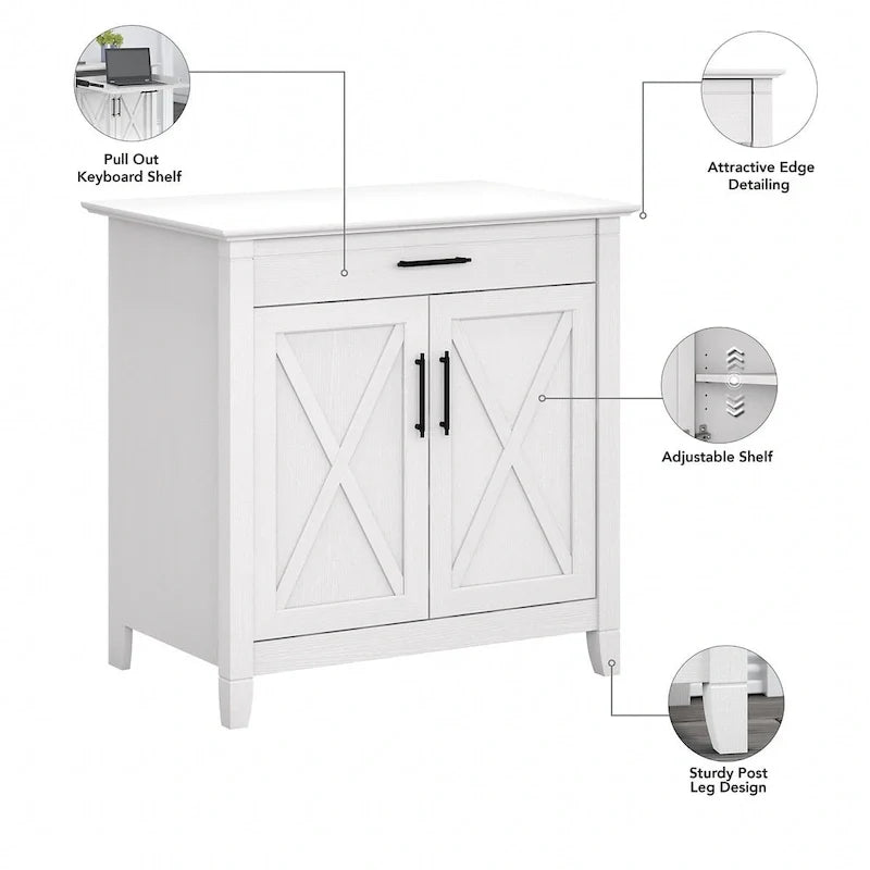 Bureau secrétaire Key West avec meuble de rangement, par Bush Furniture