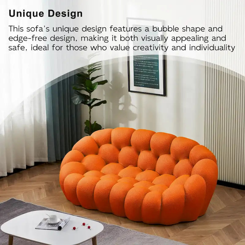 Sofá relax curvo Bubble de 2 lugares, em forma de favo de mel, com tecido têxtil 3D, para sala de estar, salão ou apartamento