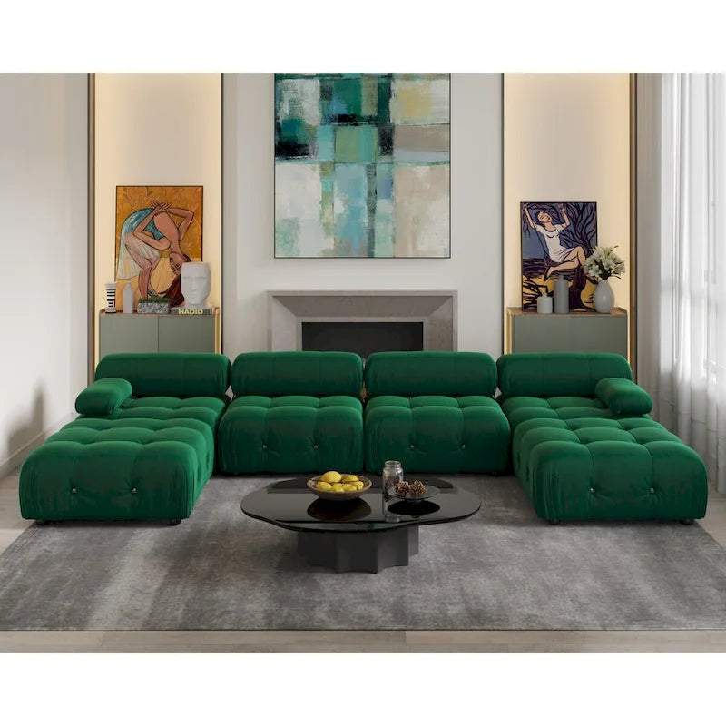 Canapé modulaire convertible 138, canapés en velours minimalistes en U