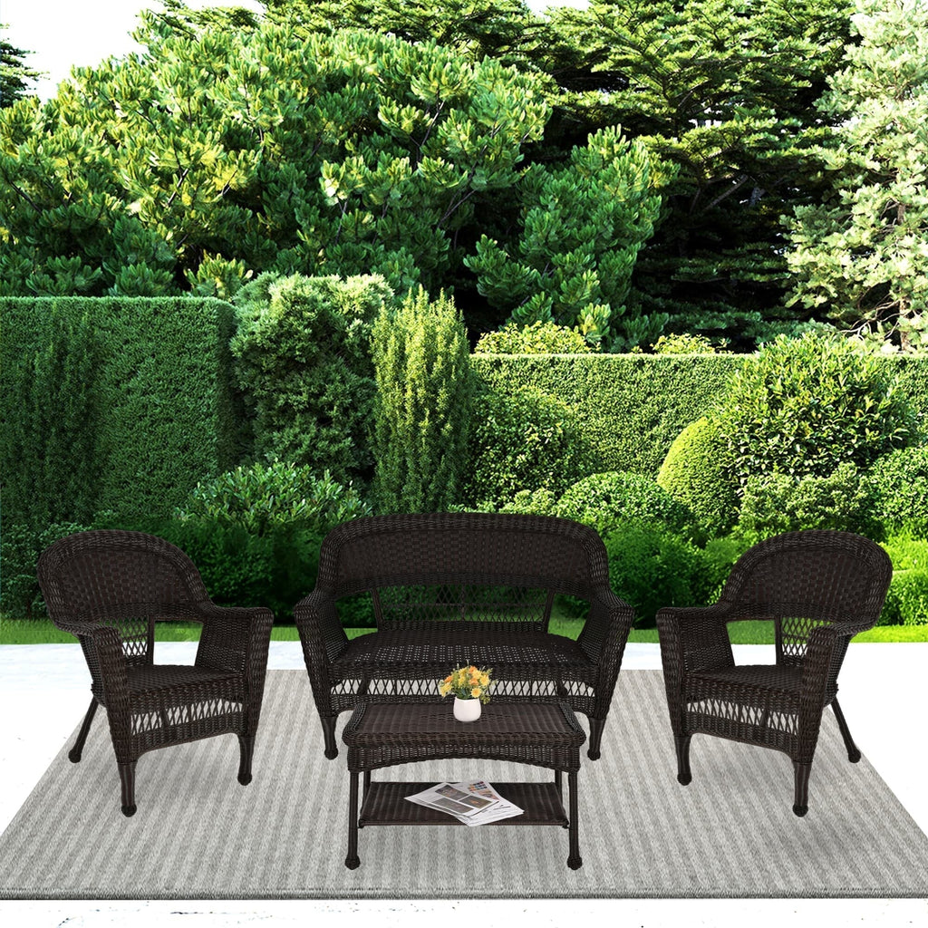Set da conversazione da patio in vimini, 4 pezzi