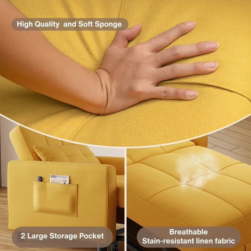 Sofá-cama ajustável 3 em 1, sofá-cadeira extraível, cama dobrável convertível para a sala de estar