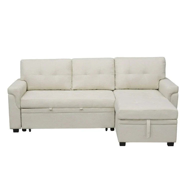 Convertible Reversible Sectional Sofa with Pull-Out Sleeper Bed, Hidden Storage Chaise, and Durable Legs