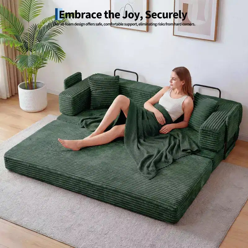 80.7 5-in-1 Divano letto trasformabile ??a coste, 1200 lbs, senza montaggio