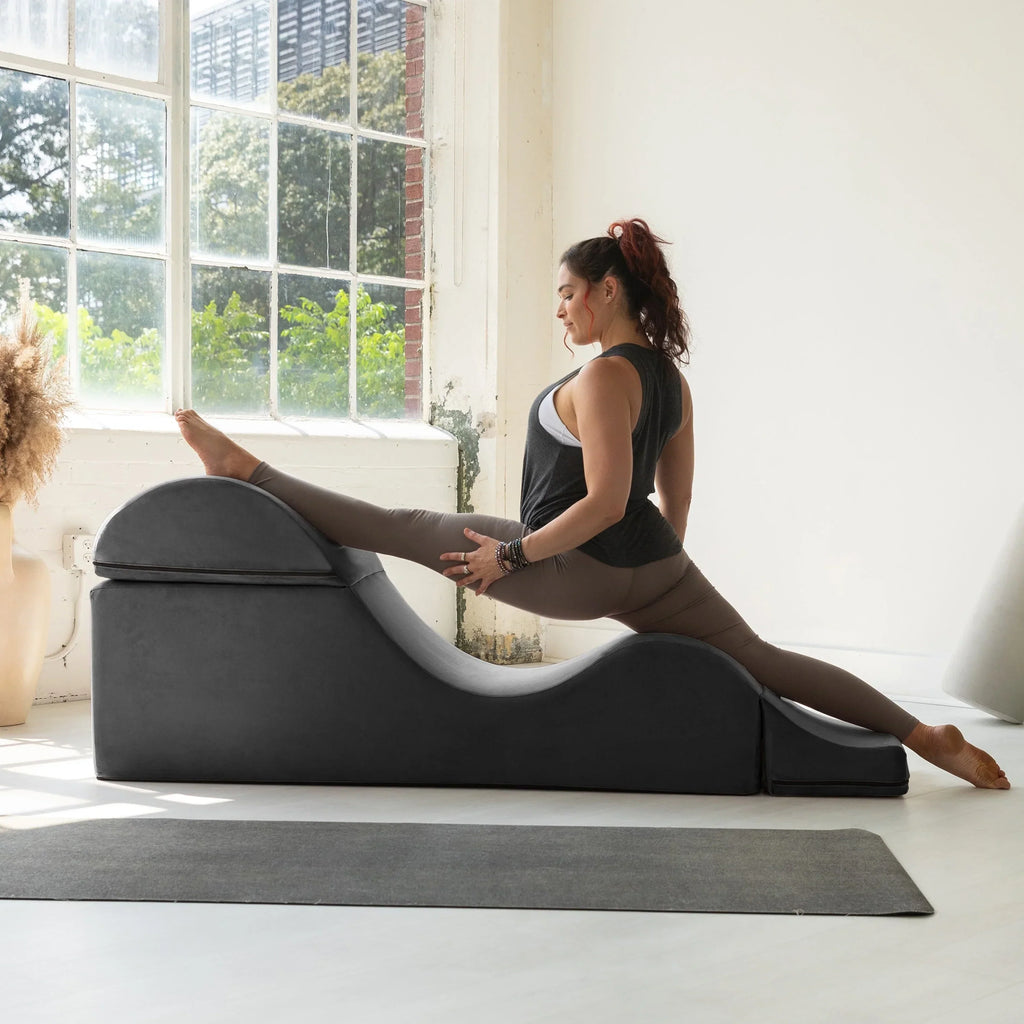 Avana Kami converteerbare chaise longue / yoga en massage - 2-in-1 hocker met verborgen uitklapbare yogastoel, microvelours - N/A