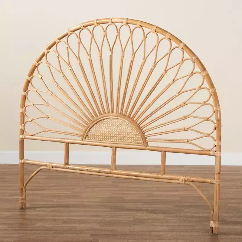 Cabeceira de cama em rattan natural, castanho