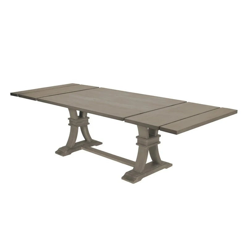 Set da pranzo rustico grigio allungabile Best Quality Furniture da 9 pezzi