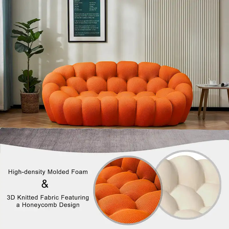 Sofá relax curvo Bubble de 2 lugares, em forma de favo de mel, com tecido têxtil 3D, para sala de estar, salão ou apartamento