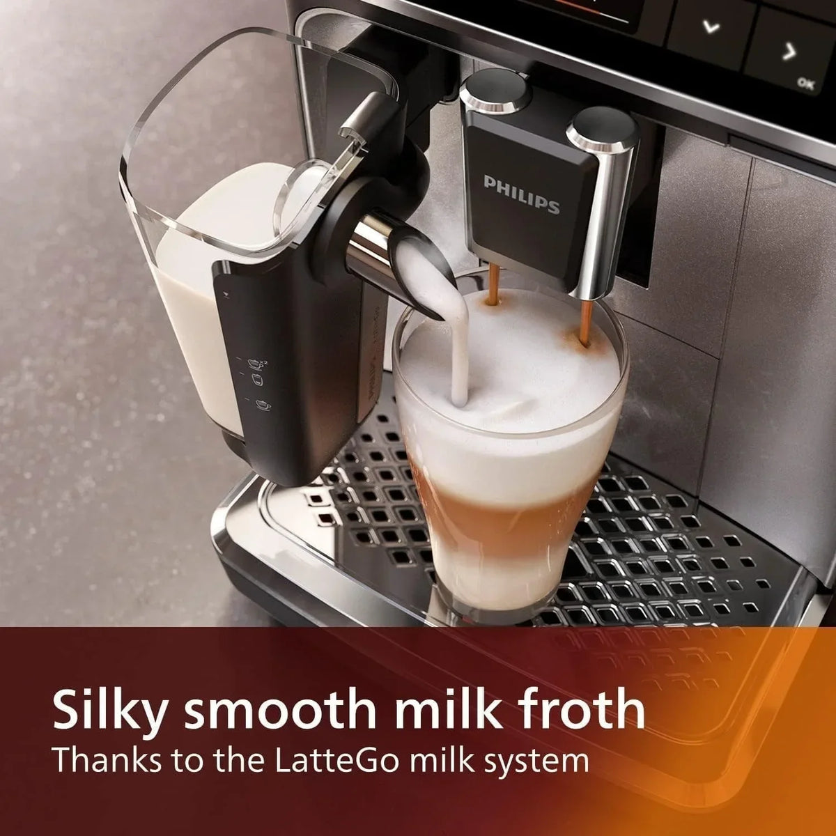 Premium-Espressomaschine, 12 heiße oder kalte Kaffeespezialitäten, LatteGo-System, Keramikmahlwerk, Schwarzchrom