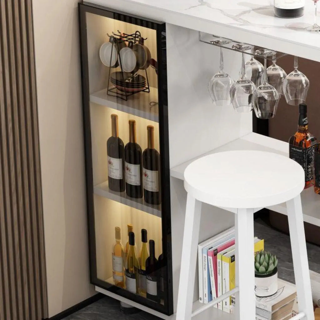Table de bar moderne de forme libre avec plateau en pierre et rangement pour bars à domicile