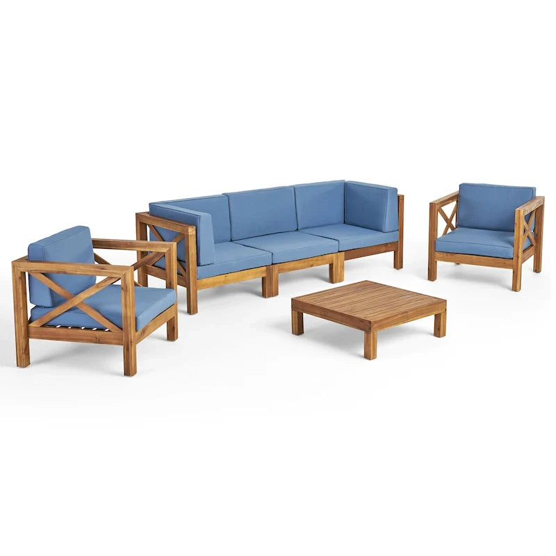 Set da conversazione da esterno Brava in legno di acacia, 6 pezzi, di Christopher Knight Home