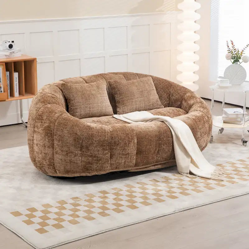 GDFStudio - Divano relax Laurel in ciniglia a 2 posti con schiuma ad alta densità e comfort extra-large