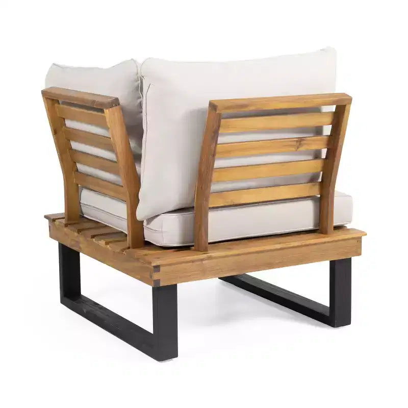 Conjunto de sofá modular de exterior em L, conjunto de lazer para pátio, conjunto de assentos para convívio no jardim com mesa de centro e almofada resistente à água - ModernLuxe