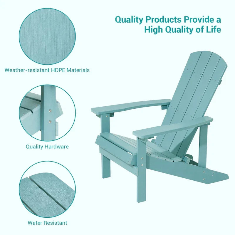 Conjunto de 4 cadeiras Adirondack de exterior em madeira resistente às intempéries Bonosuki