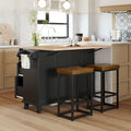 Conjunto de ilha de cozinha TOPMAX com aba rebatível e 2 lugares, conjunto de mesa de jantar com prateleira ajustável, gavetas e toalheiro