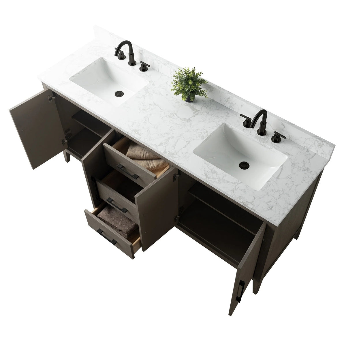 Mobile bagno Vanity Art 72 con doppio lavabo e piano in marmo composito