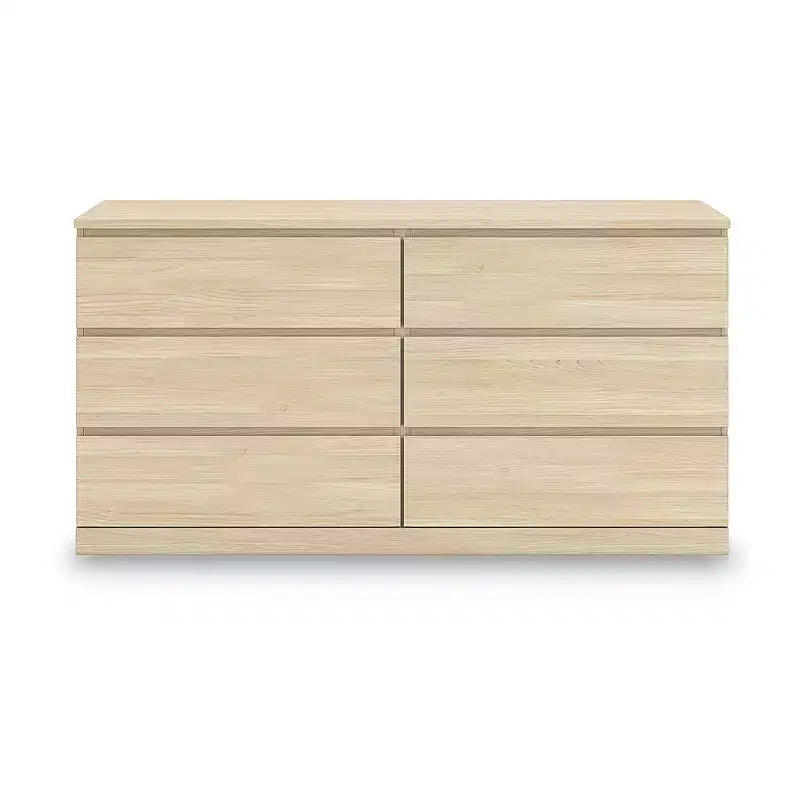Moderní komoda Signature Design by Ashley Onita se 6 zásuvkami, komoda s povrchovou úpravou z přírodního hnědého dřeva a designem bez kování