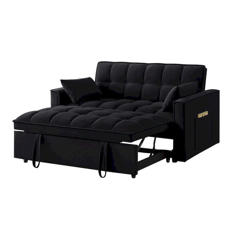 Rozkładana sofa 4 w 1 z podłokietnikami i kieszeniami do przechowywania, wielofunkcyjna pikowana sofa z regulowanym oparciem