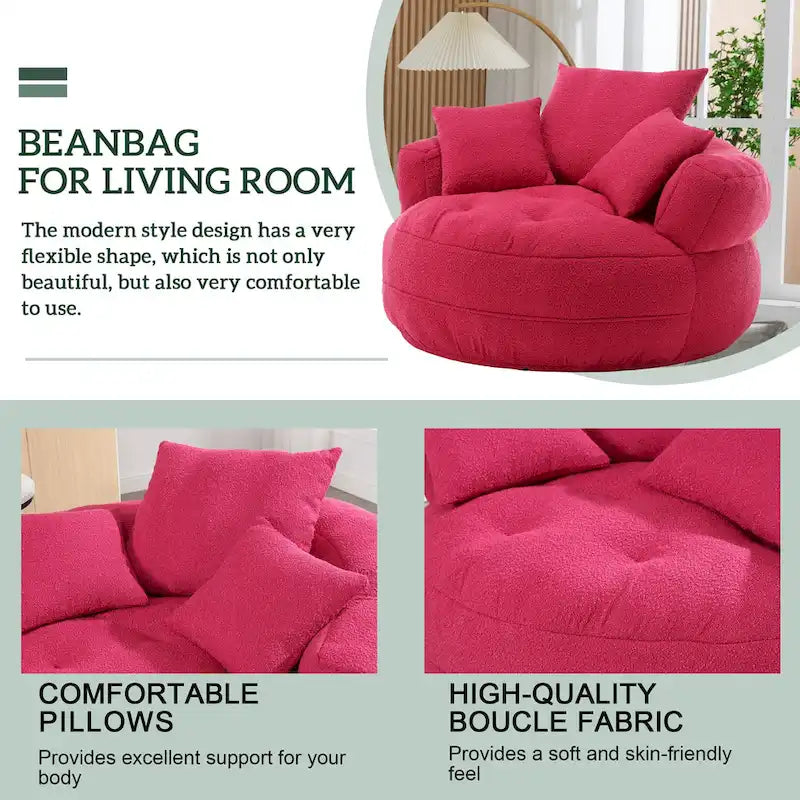 Runder Lazy-Sofa-Sessel -C Weiß/Blau/Grau/Gelb/Orange/Rosarot/Marineblau/Grün, Einzel- und Zweisitzer