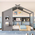 Estrutura de cama de plataforma para crianças de tamanho individual/duplo, cama de chão Montessori infantil, cama casinha de brincar com prateleira de arrumação - ModernLuxe