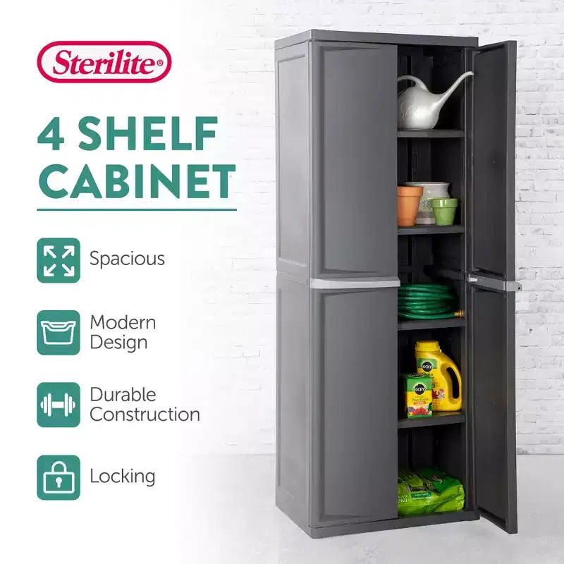 Set da 2 contenitori organizzatori Sterilite regolabili per garage, con 4 ripiani, grigio