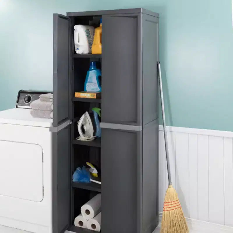 Set da 2 contenitori organizzatori Sterilite regolabili per garage, con 4 ripiani, grigio