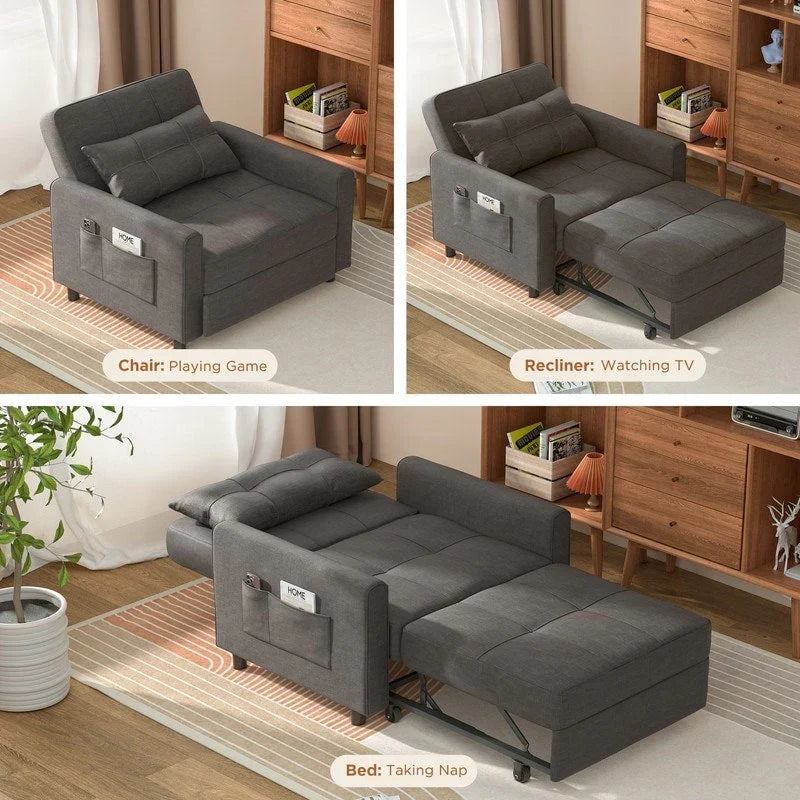 Sofá-cama ajustável 3 em 1, sofá-cadeira extraível, cama dobrável convertível para a sala de estar