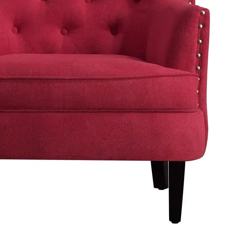 Moser Bay Mignon Velvet / Linen 30 Wide Tufted Wingback Accent Chair