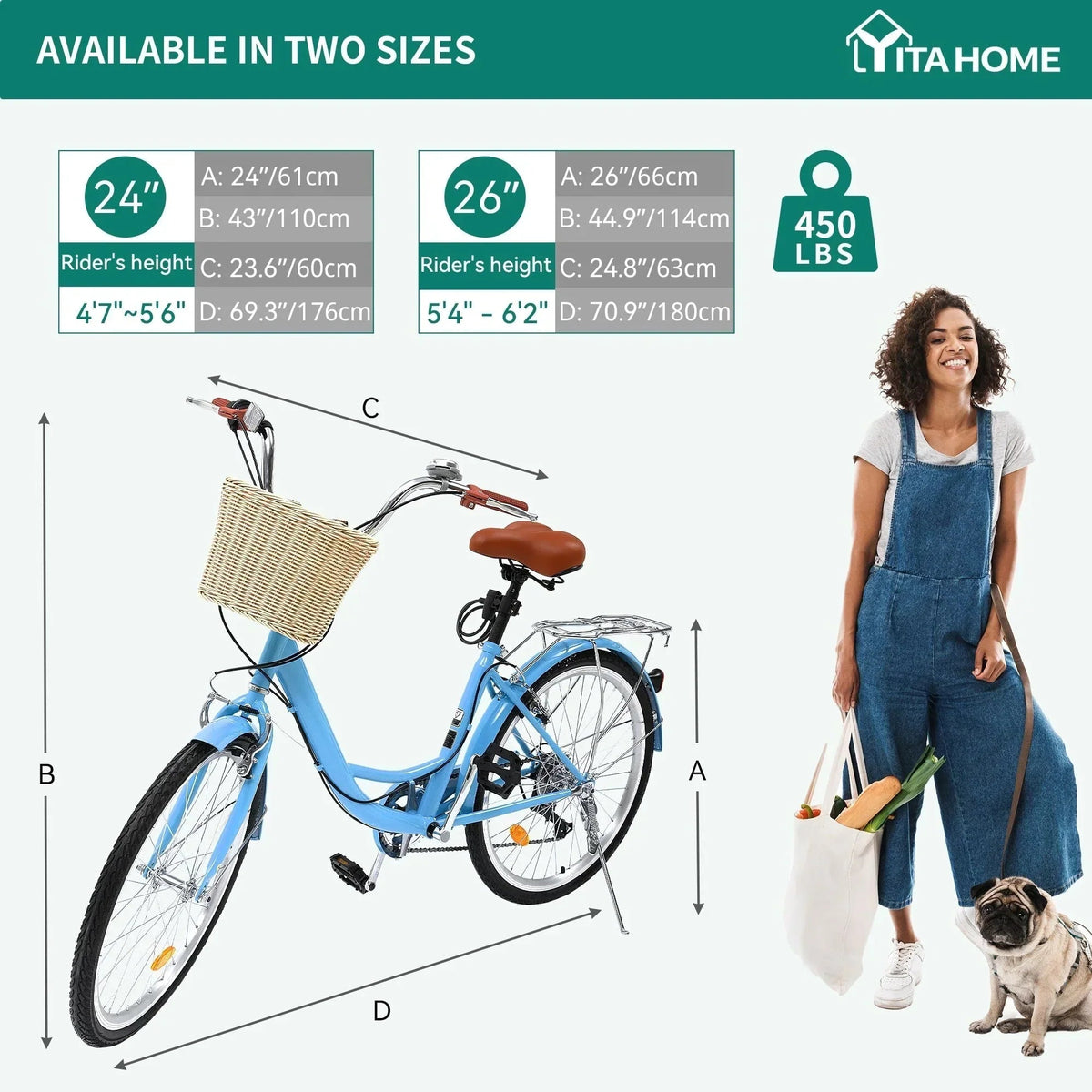 Moasis24/ 26 7rychlostní městské kolo Cruiser s nastavitelným rámem pro pohodlný nástup, kolo na dojíždění