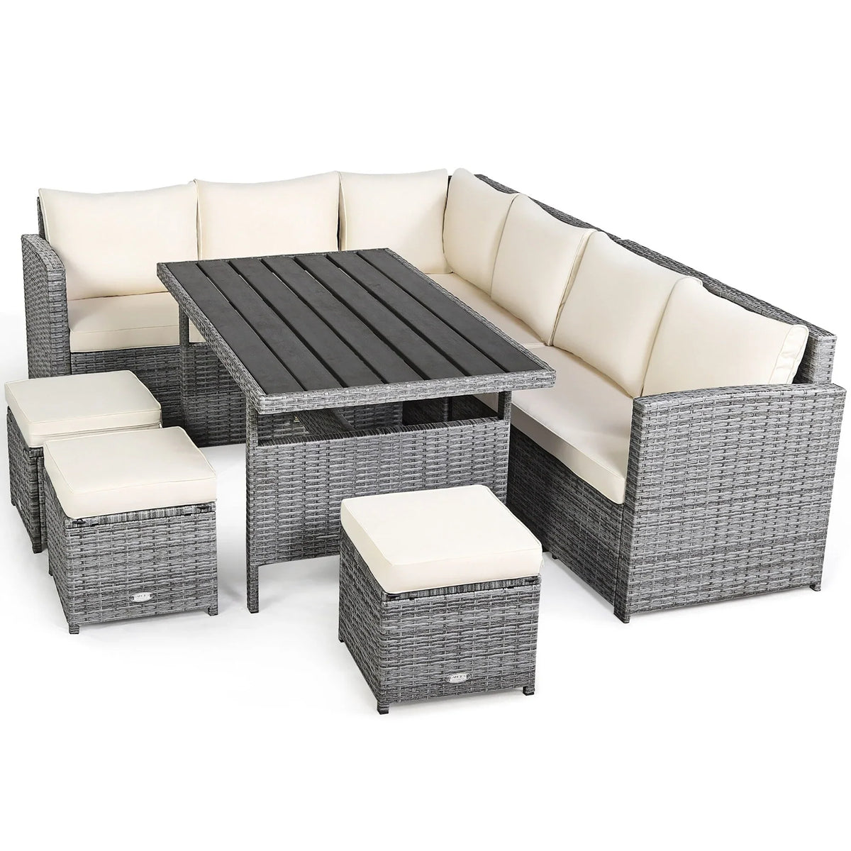 Costway 7 PCS Patio Rattan Dining Set Sectional Sofa Couch Ottoman - See Details