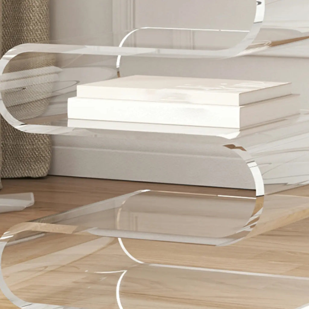 Contemporary Acrylic S-Shaped Side Table with Storage