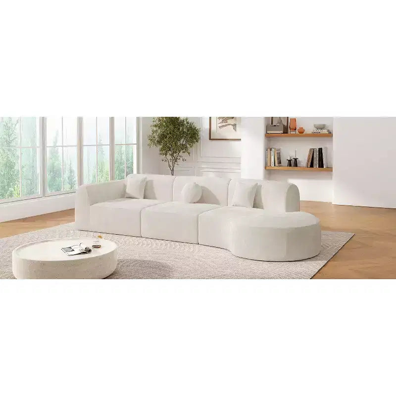140-Zoll-modernes gebogenes Ecksofa mit Chaiselongue, 3-teiliges Set, für das Wohnzimmer