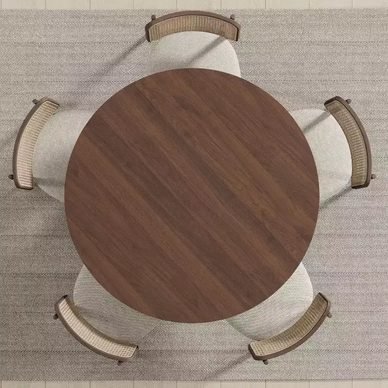 Mesa de jantar redonda PexFix de madeira maciça, 45 x45, com acabamento em nogueira e pernas arqueadas elegantes para salas de jantar e cozinhas modernas