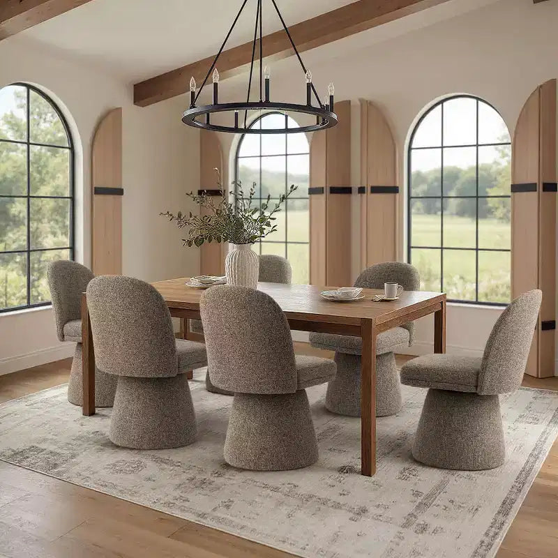 Sada 6 moderních otočných jídelních židlí bez područek s otočením o 360° a podstavcem ve stylu podstavce, elegantní akcentní židle do kuchyně, jídelny nebo kanceláře -Panipeachy