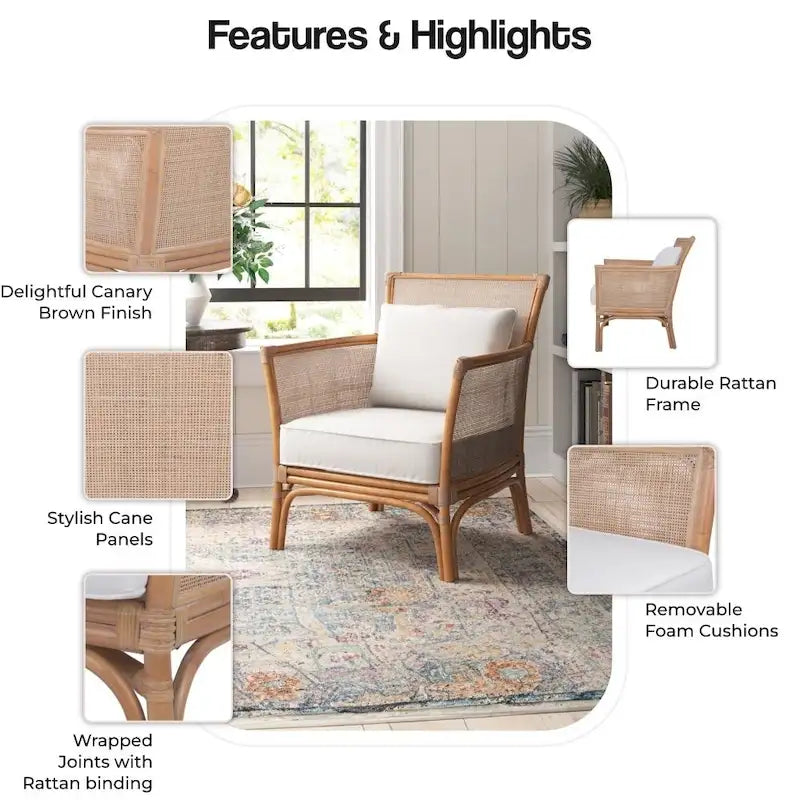 Fauteuil d’appoint Tatum en rotin