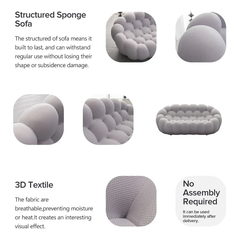 Sofá relax curvo Bubble de 2 lugares, em forma de favo de mel, com tecido têxtil 3D, para sala de estar, salão ou apartamento