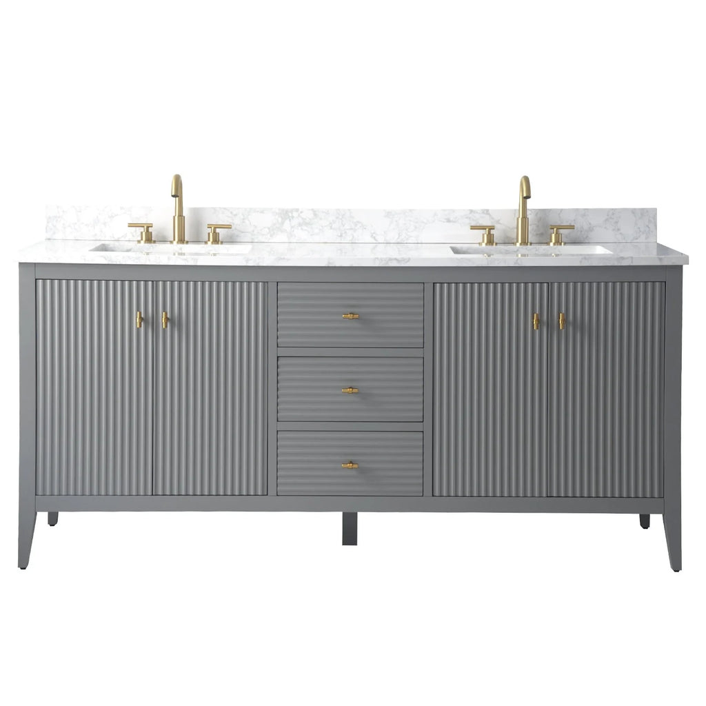 Mobile bagno Vanity Art 72 con doppio lavabo e piano in marmo composito
