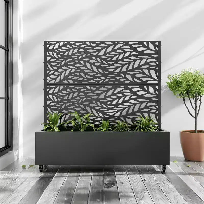 MAYEERTY truhlík s mříží, železný, černý, lamelový, klasický Helen Street 01, kombinovaný styl, 72x47x16in, třídílná sada