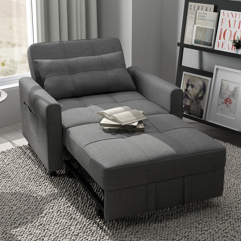 Sofá-cama ajustável 3 em 1, sofá-cadeira extraível, cama dobrável convertível para a sala de estar