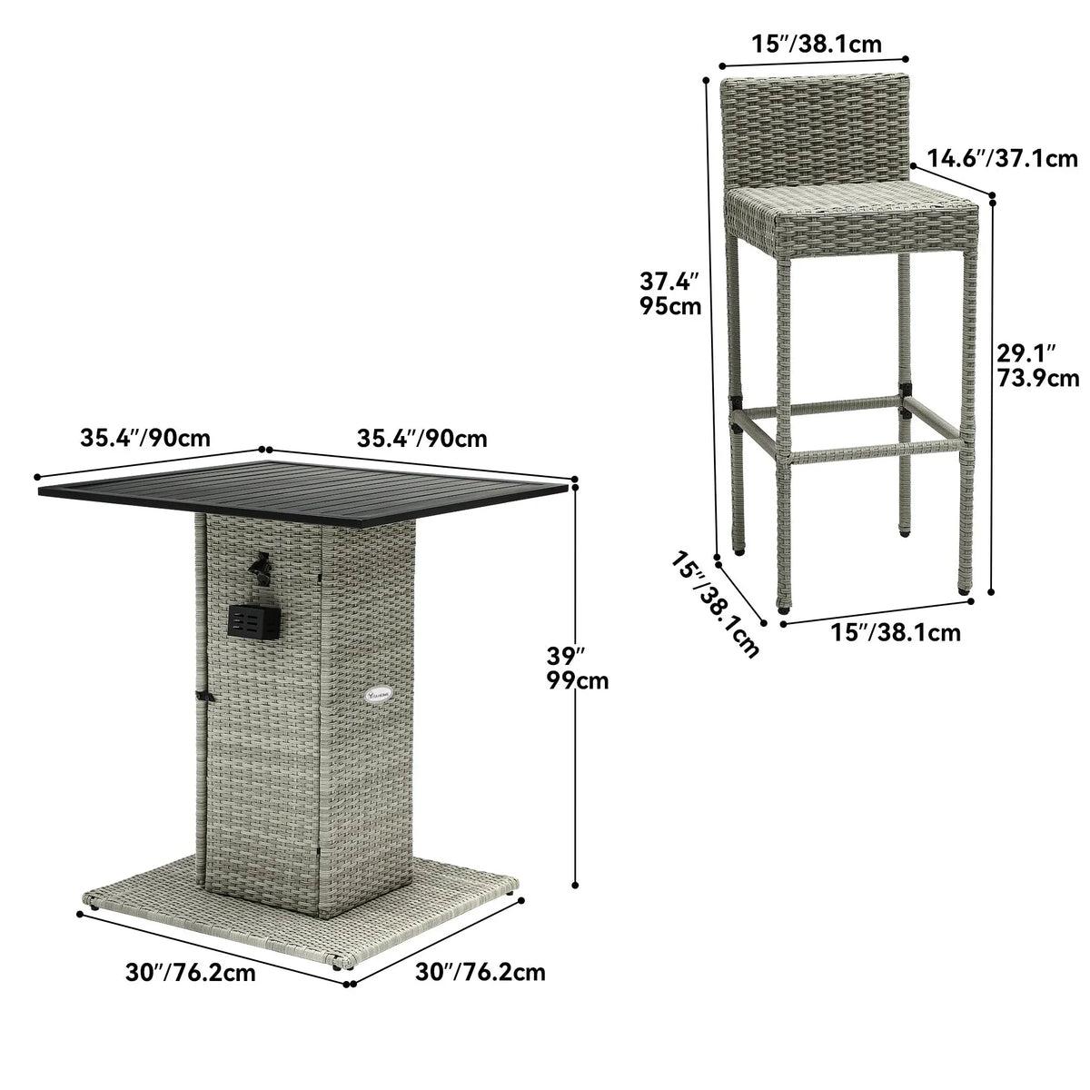 Moasis 5-teiliges Outdoor-Möbelset aus Rattan – 5-teilig
