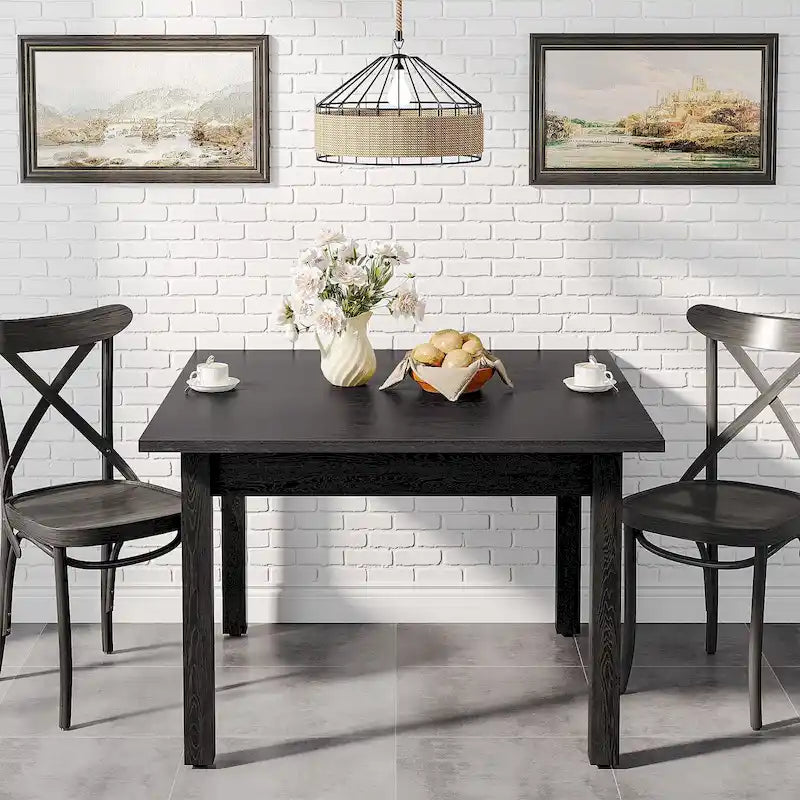 39.4 Inches Square 2-4 People Dining Table with Solid Wood Legs for Living Room Dining Room