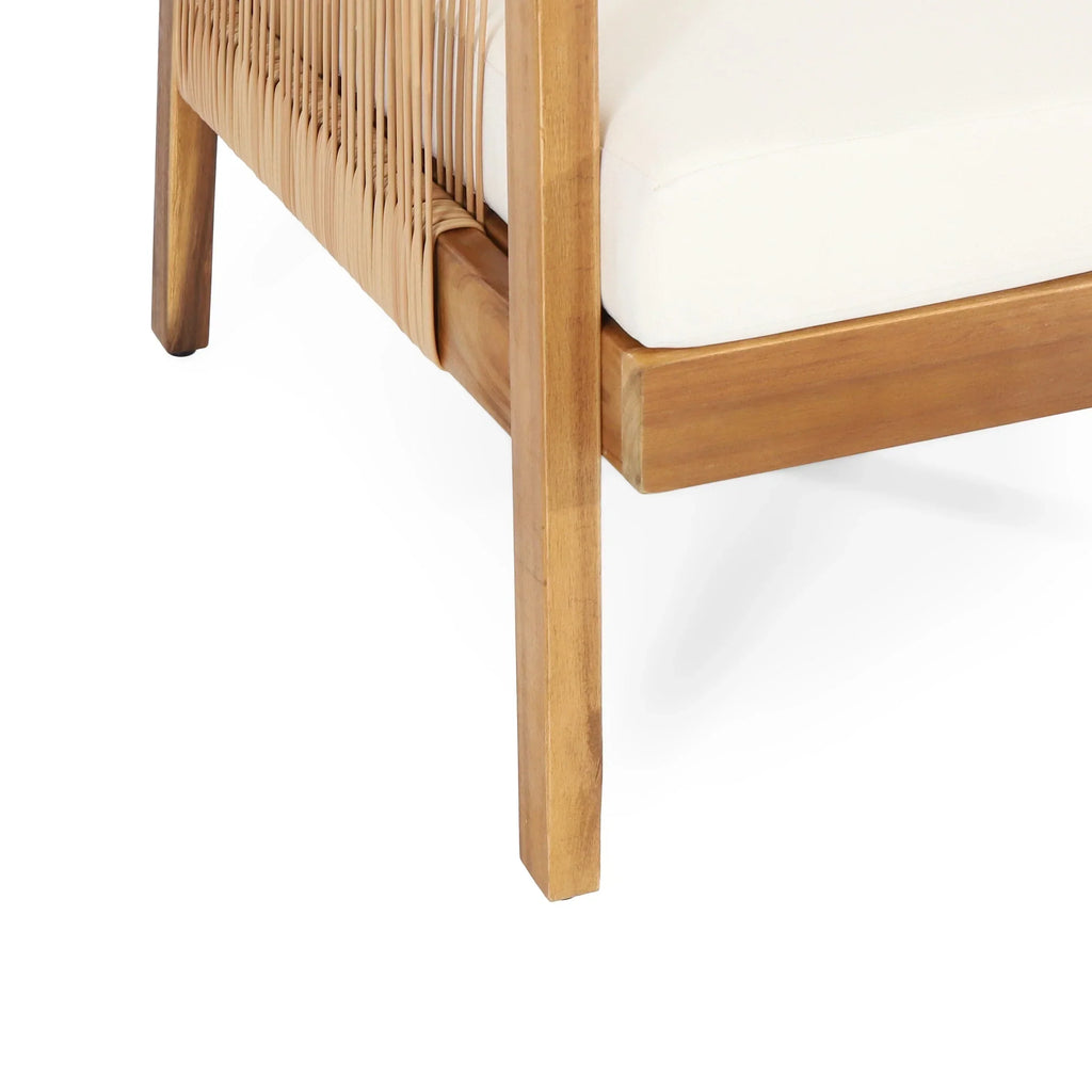 Jabe Outdoor Acacia Wood and Wicker Club Chair Set by Christopher Knight Home
