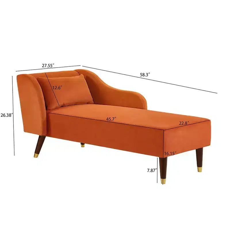 Moderner Samt-Chaiselongue-Sessel, gepolsterter Relaxsessel mit geschwungener Armlehne, Schlafsofa für Schlafzimmer, Büro oder Wohnzimmer